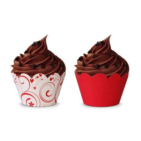 Menor preço em Wrapper para Cupcake Arabesco Vermelho e Branco 12 unidades Duster