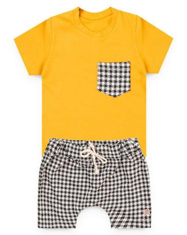 xadrez amarelo roupa