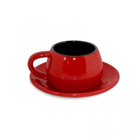 Menor preço em Xícara com Pires Tropeiro 150ml Mondoceram Gourmet 6cmx12,5cmx12,5cm Vermelho