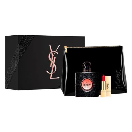 Kit Yves Saint Laurent Black Opium – Perfume Feminino EDP 50ml + Batom + Necessaire