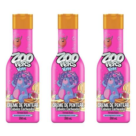 Zoopers Kids Cabelos Cacheados Creme P/ Pentear 250ml (Kit C/03) Menor preço em Zoopers Kids Cabelos Cacheados Creme P/ Pentear 250ml (Kit C/03)