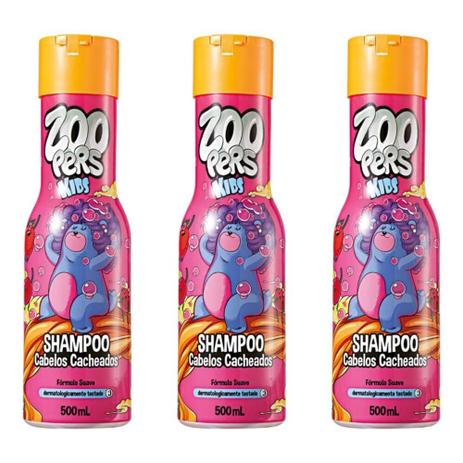 Zoopers Kids Cabelos Cacheados Shampoo 500ml (Kit C/03) Menor preço em Zoopers Kids Cabelos Cacheados Shampoo 500ml (Kit C/03)