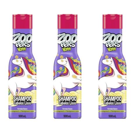 Zoopers Kids Cabelos Lisos Shampoo 500ml (Kit C/03) Menor preço em Zoopers Kids Cabelos Lisos Shampoo 500ml (Kit C/03)