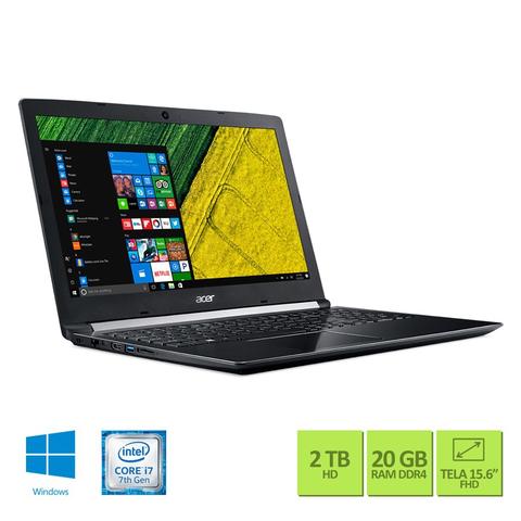 Notebook - Acer A515-51g-70pu I7-7500u 2.70ghz 20gb 2tb Padrão Geforce 940m Windows 10 Home Aspire 5 15,6" Polegadas