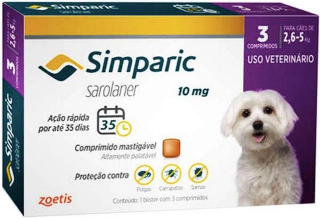 Imagem de Antipulgas Simparic para Cães de 2,6 a 5kg - 3 comprimidos