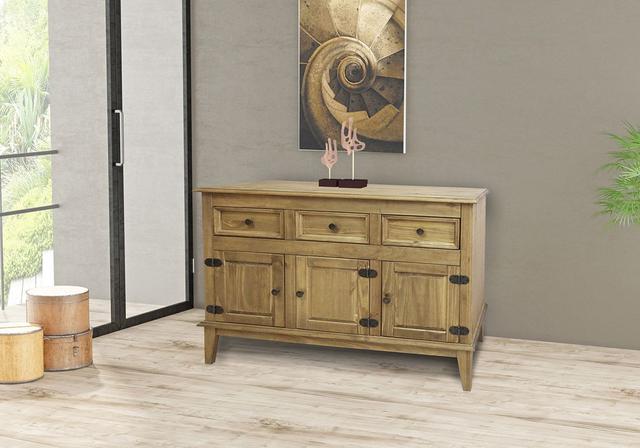 Balcão de Madeira Maciça Rústico 3 Portas e 3 Gavetas - Cera Mel