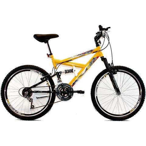 Bicicleta Dalannio Bike Max 240 Aro 24 Full Suspensão 18 Marchas - Amarelo