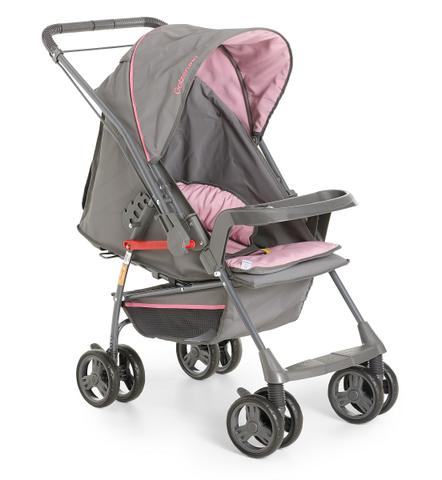 Carrinho de Bebe Galzerano Milano Reversível Ii Grafite e Rosa