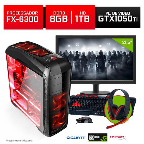 Desktop Neologic Gamer Nli80021 Amd Fx-6300 4.0ghz 8gb 1tb Geforce Gtx 1050 Windows 10 Pro 21,5" Com Monitor