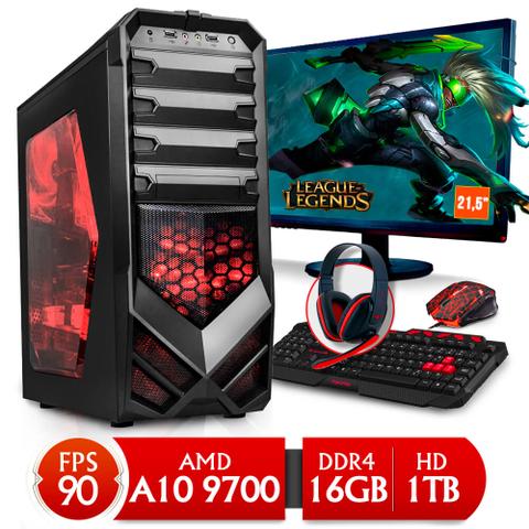 Desktop Neologic Gamer Nli80313 Amd A10-9700 3.50ghz 16gb 1tb Amd Radeon R7 Windows 10 Pro 21,5" Com Monitor