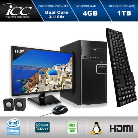 Desktop Icc Iv1842cm19 Celeron J1800 2.41ghz 4gb 1tb Intel Hd Graphics Linux 19,5" Com Monitor