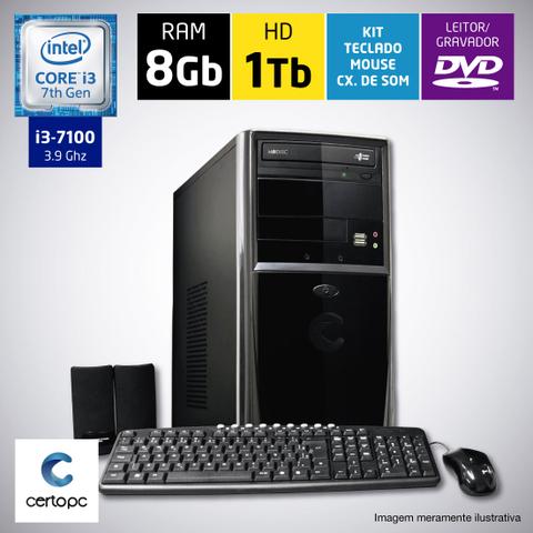 Desktop Certo Pc Smart 030 I3-7100 3.90ghz 8gb 1tb Intel Hd Graphics Linux Sem Monitor
