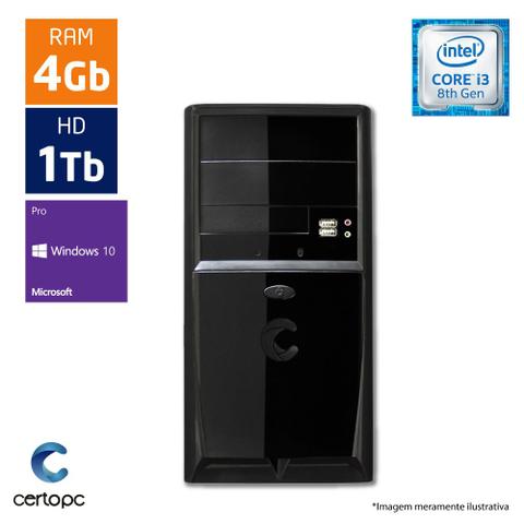 Desktop Certo Pc Smart 1009 I3-8100 3.60ghz 4gb 1tb Intel Hd Graphics Windows 10 Pro Sem Monitor