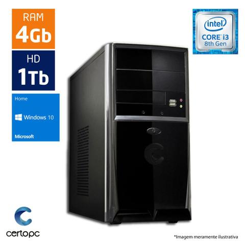 Desktop Certo Pc Smart 1008 I3-8100 3.60ghz 4gb 1tb Intel Hd Graphics Windows 10 Pro Sem Monitor