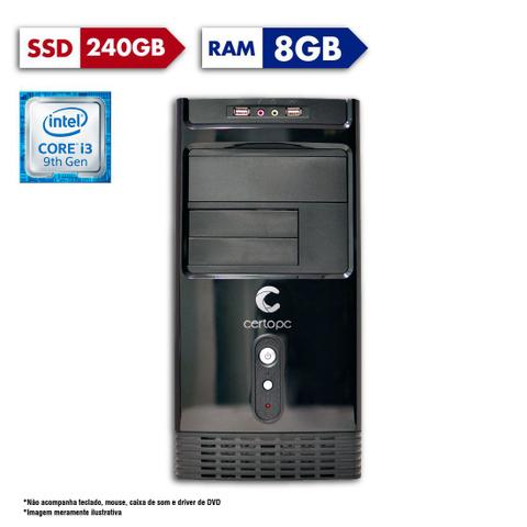 Desktop Certo Pc Smart 1216 I3-9100 3.60ghz 8gb 240gb Intel Hd Graphics Windows 10 Home Sem Monitor