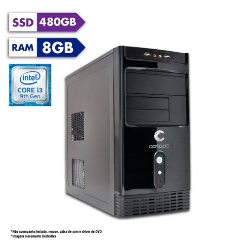 Desktop Certo Pc Smart 1219 I3-9100 3.60ghz 8gb 480gb Intel Hd Graphics Windows 10 Home Sem Monitor