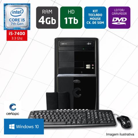Desktop Certo Pc Select 021 I5-7400 3.0ghz 4gb 1tb Intel Hd Graphics Windows 10 Pro Sem Monitor