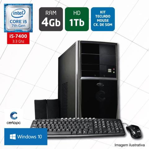 Desktop Certo Pc Select 020 I5-7400 3.0ghz 4gb 1tb Intel Hd Graphics Windows 10 Pro Sem Monitor
