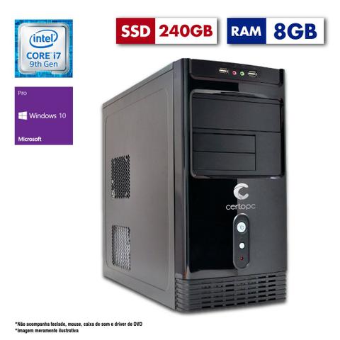 Desktop Certo Pc Desempenho 1209 I7-9700 2.90ghz 8gb 240gb Intel Hd Graphics Windows 10 Pro Sem Monitor