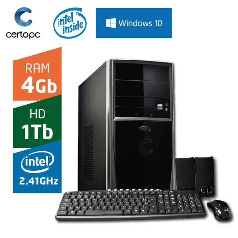 Desktop Certo Pc Fit031 Celeron J1800 2.41ghz 4gb 1tb Intel Hd Graphics Windows 10 Pro Sem Monitor