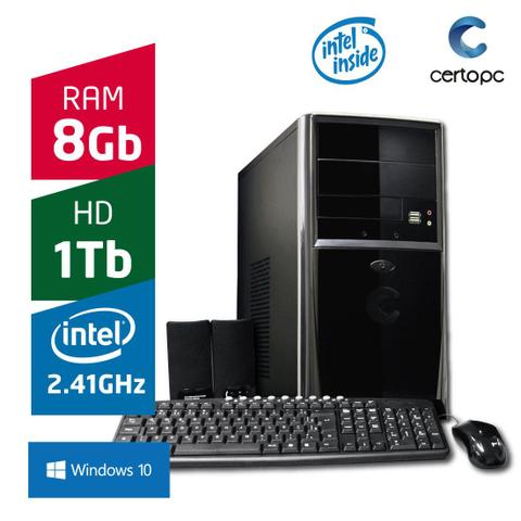 Desktop Certo Pc Fit079 Celeron J1800 2.41ghz 8gb 1tb Intel Hd Graphics Windows 10 Pro Sem Monitor