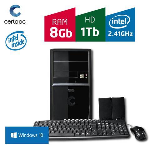 Desktop Certo Pc Fit109 Celeron J1800 2.41ghz 8gb 1tb Intel Hd Graphics Windows 10 Pro Sem Monitor