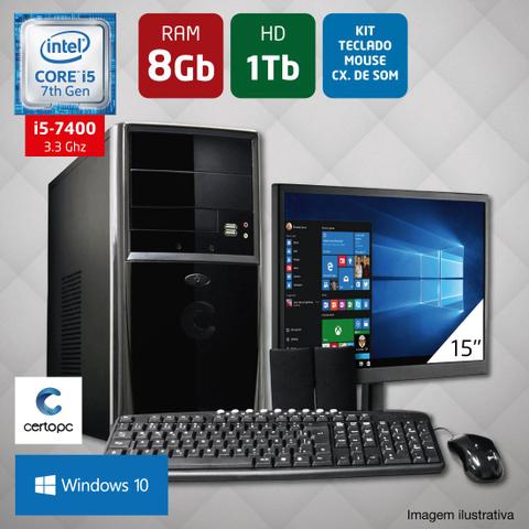 Desktop Certo Pc Select 036 I5-7400 3.0ghz 8gb 1tb Intel Hd Graphics Windows 10 Pro 15" Com Monitor