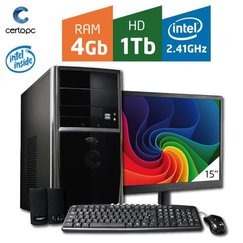 Desktop Certo Pc Fit035 Celeron J1800 2.41ghz 4gb 1tb Intel Hd Graphics Linux 15" Com Monitor