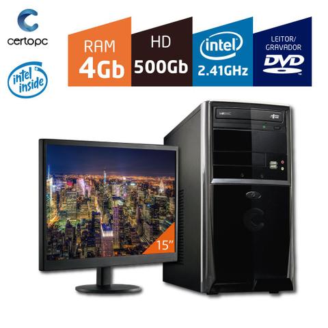 Desktop Certo Pc Fit010 Celeron J1800 2.41ghz 4gb 500gb Intel Hd Graphics Linux 15" Com Monitor