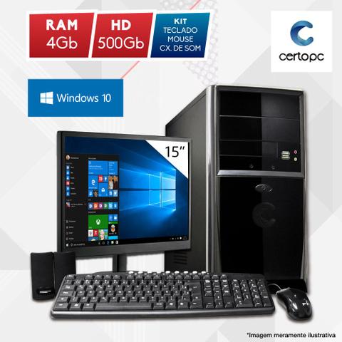 Desktop Certo Pc Fit1099 Celeron J1800 2.41ghz 4gb 500gb Intel Hd Graphics Windows 10 Pro 15" Sem Monitor