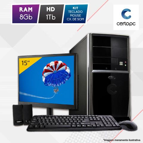 Desktop Certo Pc Fit1083 Celeron J1800 2.41ghz 8gb 1tb Intel Hd Graphics Linux 15" Com Monitor