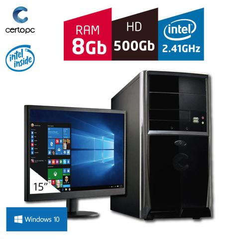 Desktop Certo Pc Fit061 Celeron J1800 2.41ghz 8gb 500gb Intel Hd Graphics Windows 10 Pro 15,6" Com Monitor