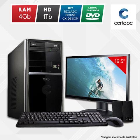 Desktop Certo Pc Fit1044 Celeron J1800 2.41ghz 4gb 1tb Intel Hd Graphics Linux 19,5" Com Monitor