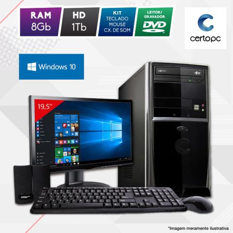 Desktop Certo Pc Fit1096 Celeron J1800 2.41ghz 8gb 1tb Intel Hd Graphics Windows 10 Pro 19,5" Com Monitor