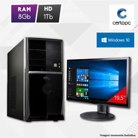 Desktop Certo Pc Fit1093 Celeron J1800 2.41ghz 8gb 1tb Intel Hd Graphics Windows 10 Pro 19,5" Com Monitor