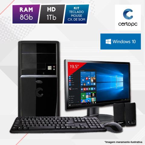 Desktop Certo Pc Fit1095 Celeron J1800 2.41ghz 8gb 1tb Intel Hd Graphics Windows 10 Pro 19,5" Com Monitor