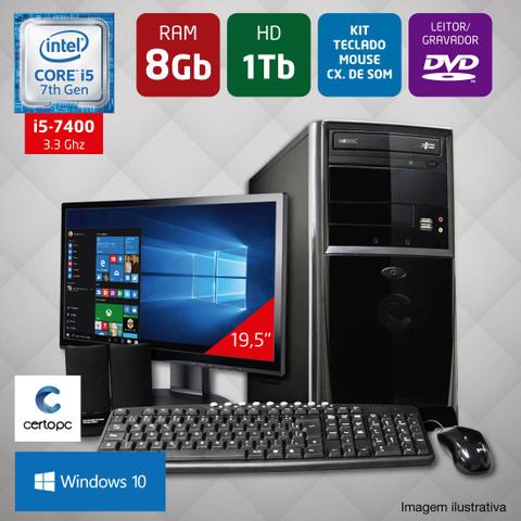 Desktop Certo Pc Select 042 I5-7400 3.0ghz 8gb 1tb Intel Hd Graphics Windows 10 Pro 19,5" Com Monitor