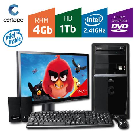 Desktop Certo Pc Fit044 Celeron J1800 2.41ghz 4gb 1tb Intel Hd Graphics Linux 19,5" Com Monitor