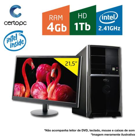 Desktop Certo Pc Fit115 Celeron J1800 2.41ghz 4gb 1tb Intel Hd Graphics Linux 21,5" Com Monitor