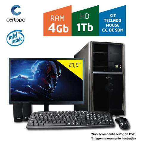 Desktop Certo Pc Fit116 Celeron J1800 2.41ghz 4gb 1tb Intel Hd Graphics Linux 21,5" Com Monitor