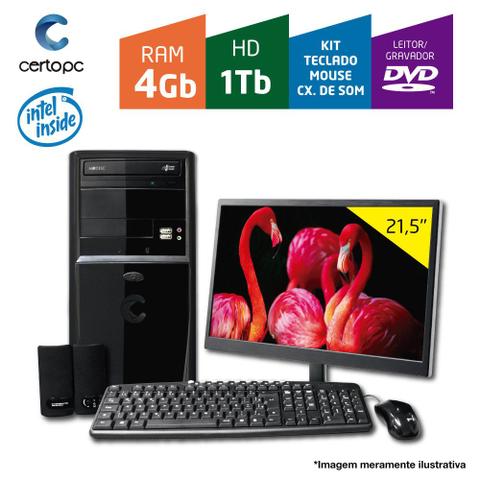 Desktop Certo Pc Fit117 Celeron J1800 2.41ghz 4gb 1tb Intel Hd Graphics Linux 21,5" Com Monitor