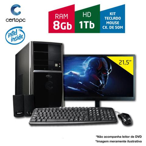 Desktop Certo Pc Fit120 Celeron J1800 2.41ghz 8gb 1tb Intel Hd Graphics Linux 21,5" Com Monitor