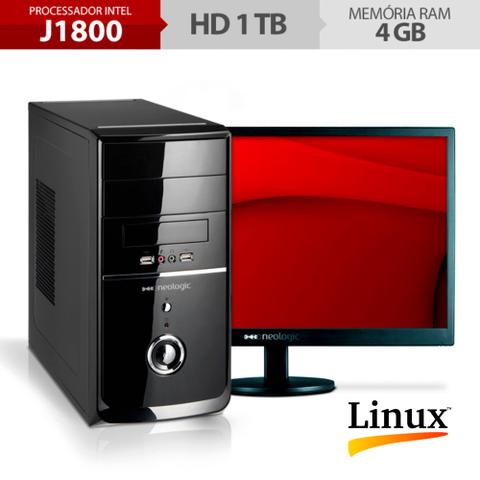 Desktop Neologic Nli48289 Celeron J1800 2.41ghz 4gb 1tb Intel Hd Graphics Linux 18,5" Com Monitor