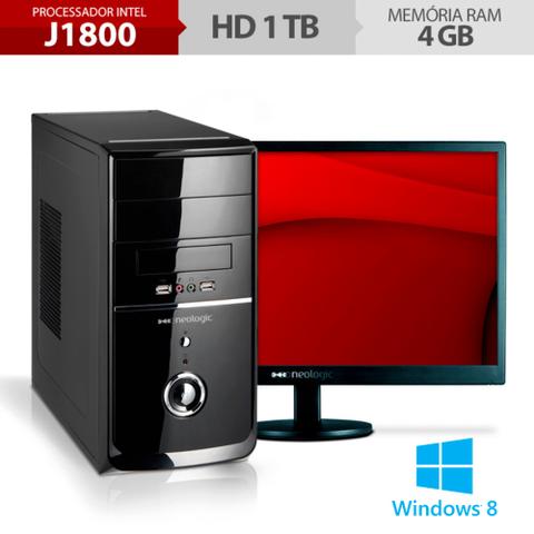 Desktop Neologic Nli48291 Celeron J1800 2.41ghz 4gb 1tb Intel Hd Graphics Windows 8 18,5" Com Monitor