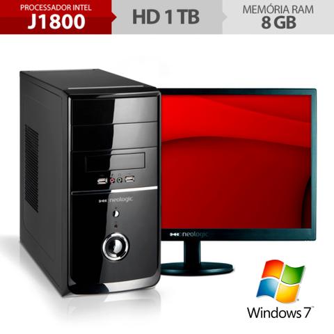 Desktop Neologic Nli48287 Celeron J1800 2.41ghz 8gb 1tb Intel Hd Graphics Windows 7 18,5" Com Monitor