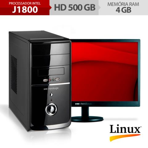 Desktop Neologic Nli48295 Celeron J1800 2.41ghz 4gb 500gb Intel Hd Graphics Linux 18,5" Com Monitor