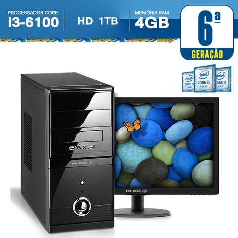 Desktop Neologic Nli56953 I3-6100 3.70ghz 4gb 1tb Intel Hd Graphics 530 Linux 18,5" Com Monitor
