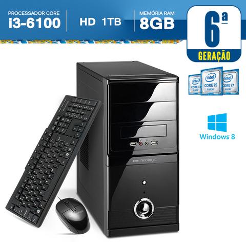 Desktop Neologic Nli56728 I3-6100 3.70ghz 8gb 1tb Intel Hd Graphics Windows 8 Sem Monitor