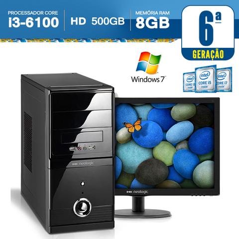 Desktop Neologic Nli56950 I3-6100 3.70ghz 8gb 500gb Intel Hd Graphics Windows 7 18,5" Com Monitor