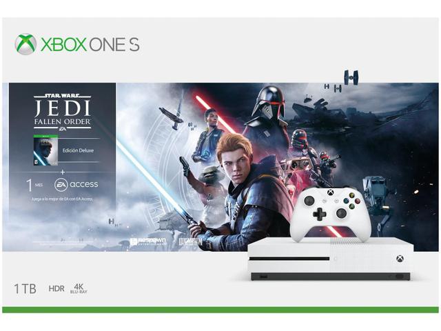 Console Xbox One S Branco 1tb + Jogo Star Wars Jedi: Fallen Order + um Controle + 1 Mês